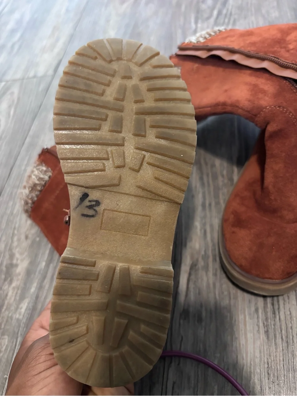 Kids Cozy Suede Mid-Calf Boots - Rust